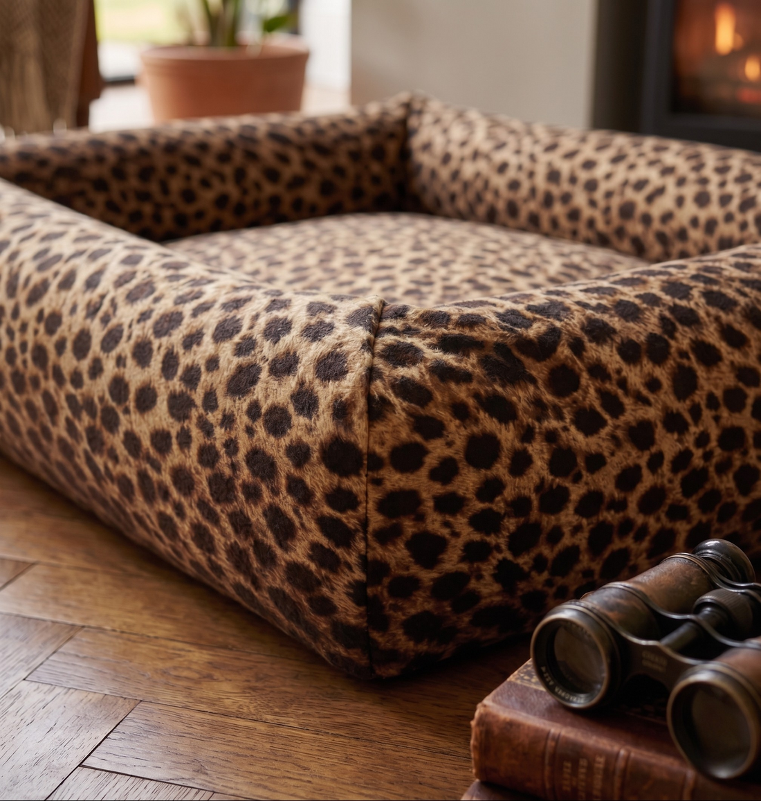 Bia Bed Bezug Premium Leoparden-Print Austauschbarer Hundebett-Bezug | Bia-3 70x60x12,5cm