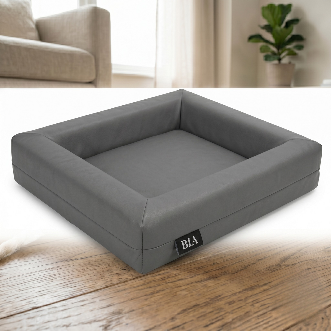 Bia Bed Hundebett Original Polyether Orthopädisch mit Erhöhtem Rand | Grau 60x50x12,5cm