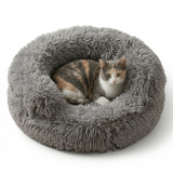 Croci Sofa Katzenbett Bicolor Rund Plüsch mit Waschbarem Bezug | Beige 45x45x9cm