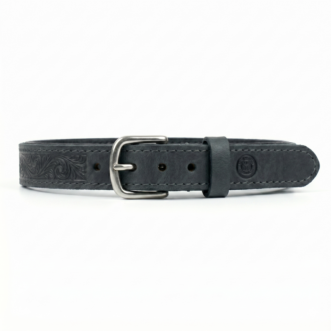 Sazzz Boho Vintage Hundehalsband Breit Verstellbar Leder | Anthrazit 32-39x3cm