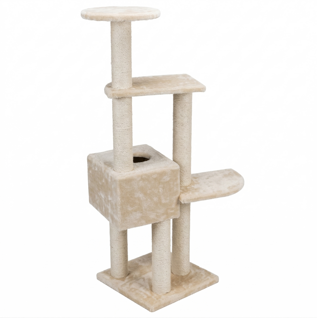 Trixie Kratzbaum Alicante Kompakt mit Versteck & 4 Liegeplätzen | Beige 45x45x142cm