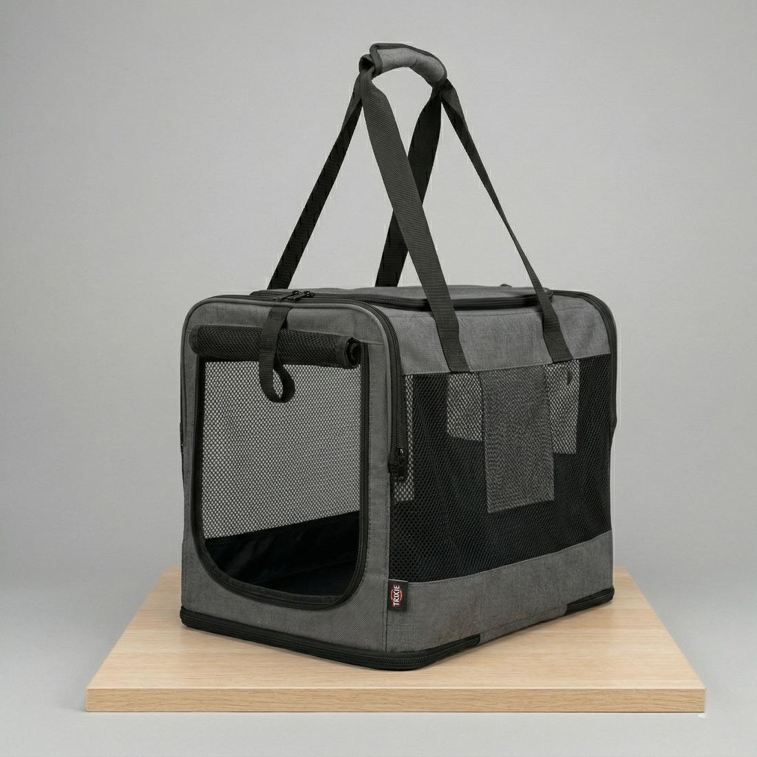 Trixie Transporttasche Faltbar Polyester Box Hund & Katze mit Tragetasche | Grau 55x65x80cm