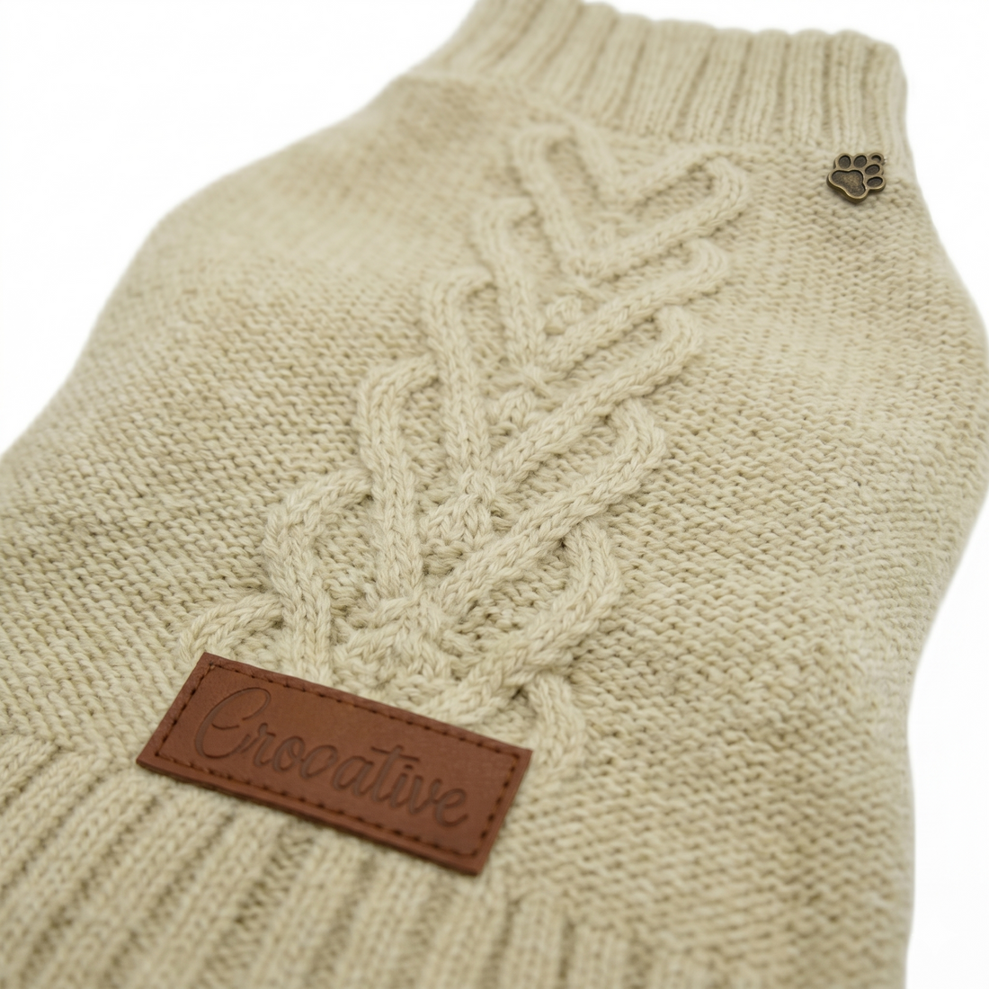Croci Homy Celtic Hundepullover Warm & Stilvoll mit Leinenführung | Creme 25cm