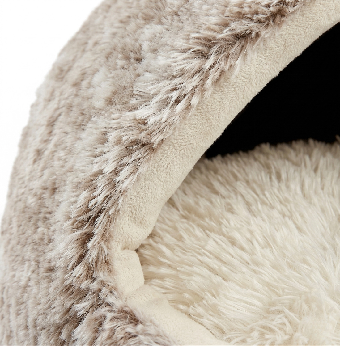 Croci Katzenbett Iglu Formfrei mit Abnehmbarem Verstärkungsring | Beige/Weiß Meliert 50x35cm