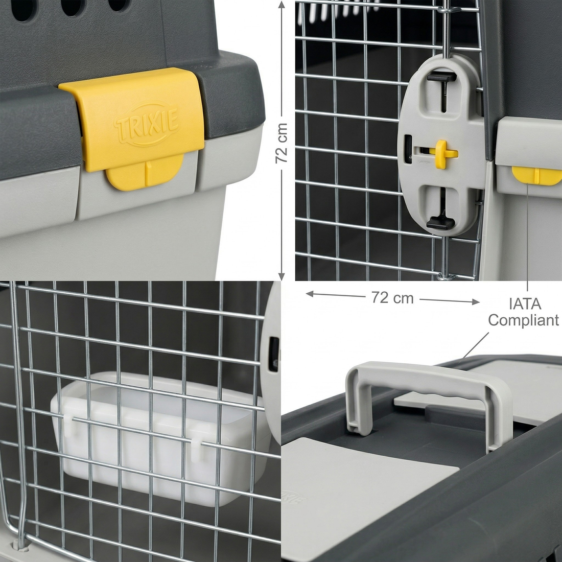 Trixie Transportbox Gulliver 4 IATA Transportbox Hund mit Griff | Hellgrau/Dunkelgrau 72x52x51cm