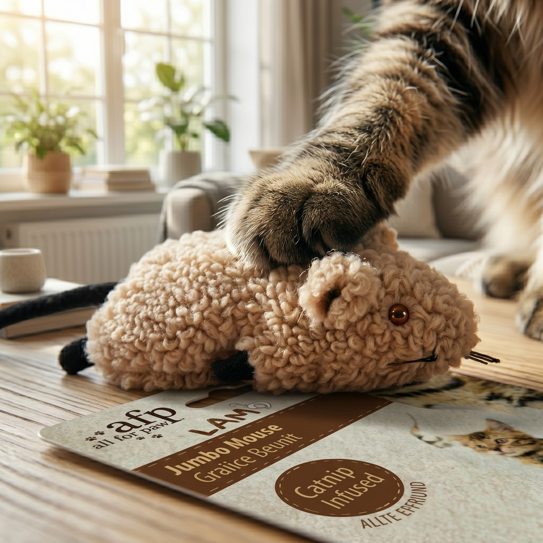 AFP Jumbo Crinkle Maus Lammwolle Katzenspielzeug mit Catnip | Sortiert