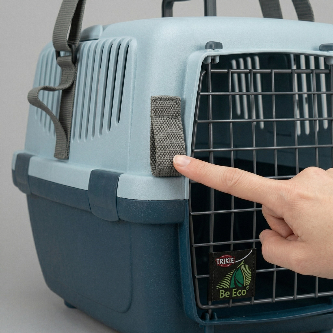 Trixie Transportbox Capri Open Top Hund & Katze mit Gitter | Dunkelblau/Hellblau 61x40x38cm