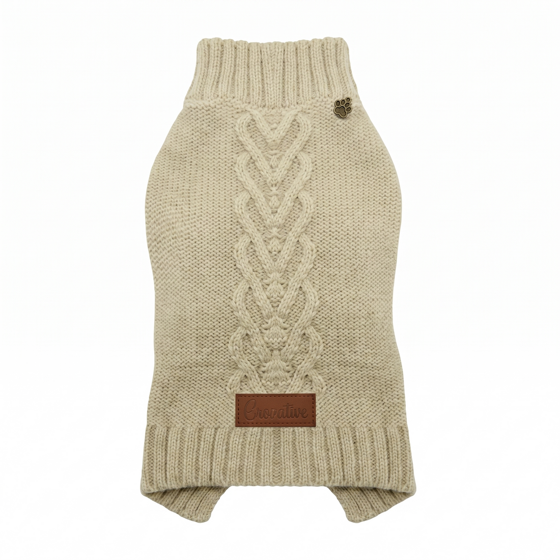 Croci Homy Celtic Hundepullover Warm & Stilvoll mit Leinenführung | Creme 25cm