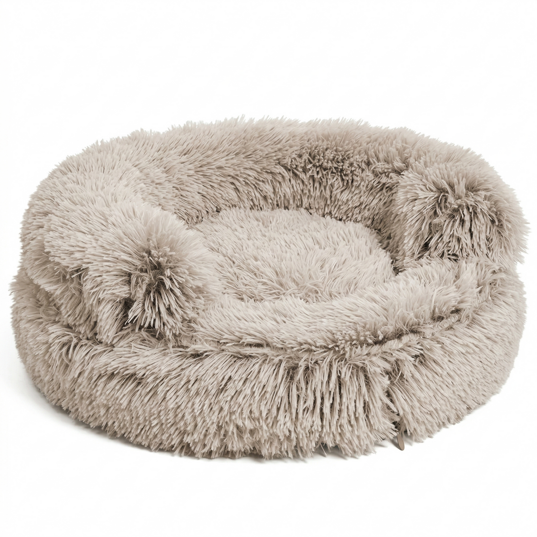 Croci Sofa Katzenbett Bicolor Rund Plüsch mit Waschbarem Bezug | Beige 45x45x9cm