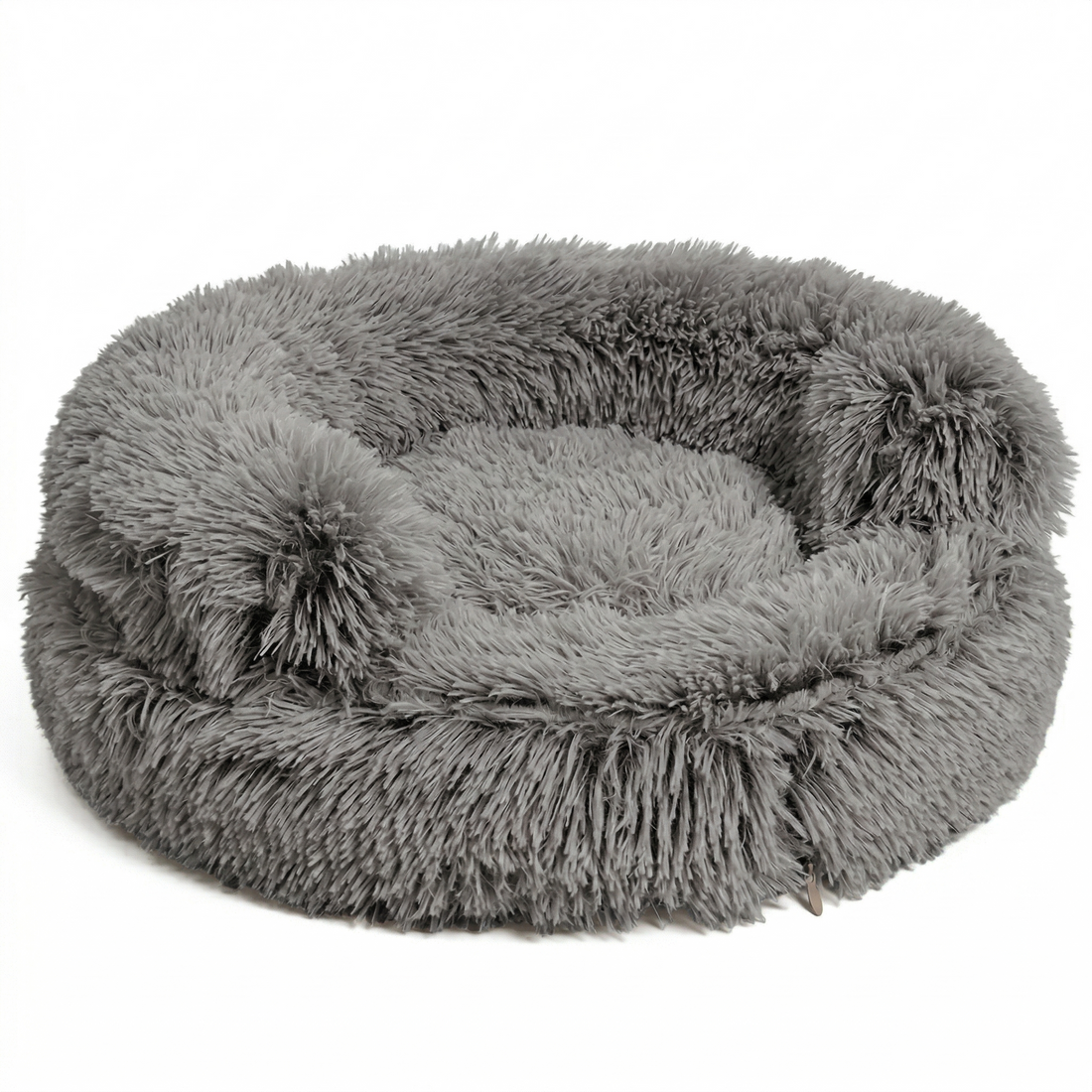 Croci Sofa Katzenbett Bicolor Rund Plüsch mit Waschbarem Bezug | Beige 45x45x9cm