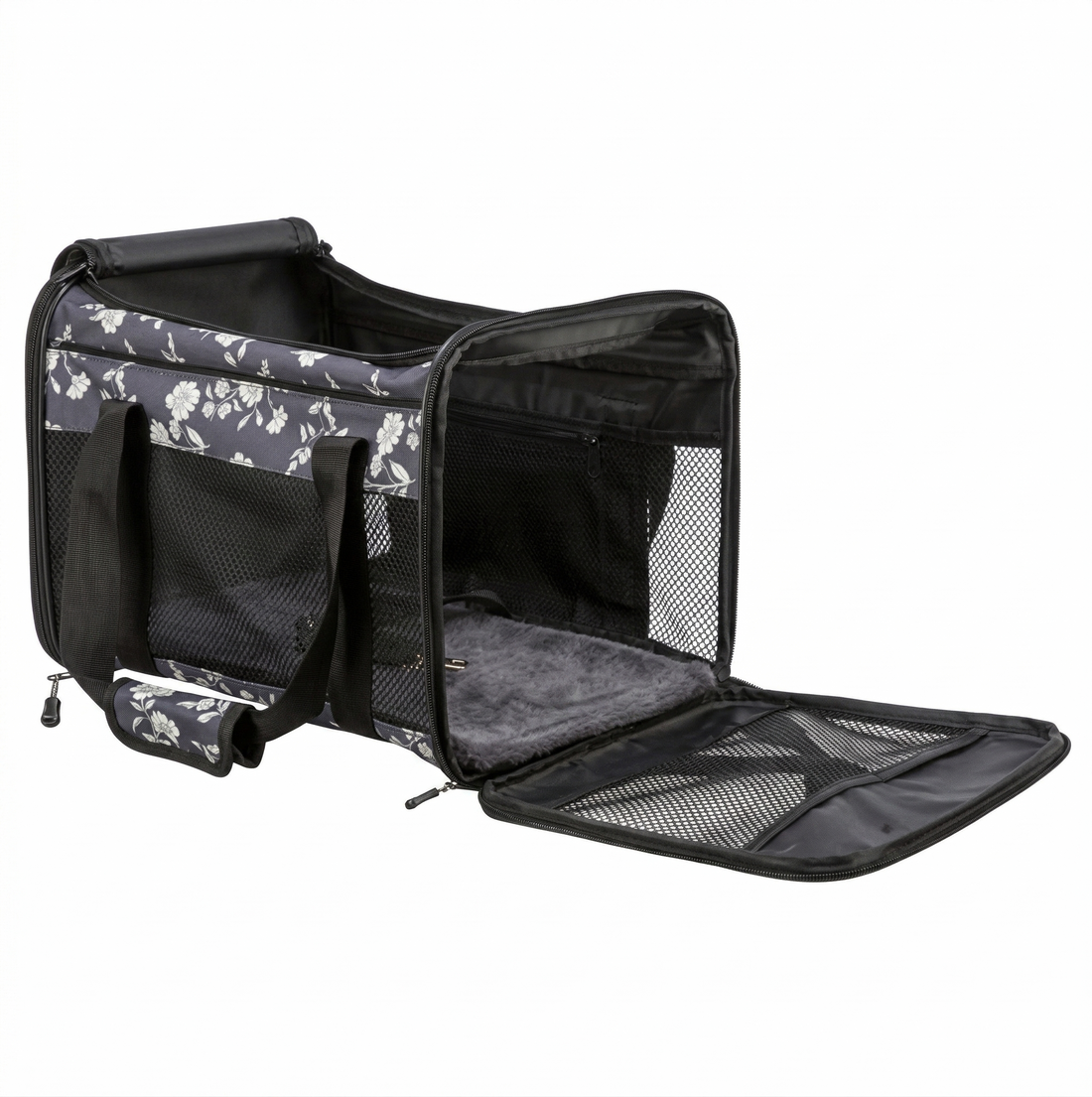 Trixie Adrina Draagtas met Print Hond & Kat tot 7kg | Bruin 42x26x27cm