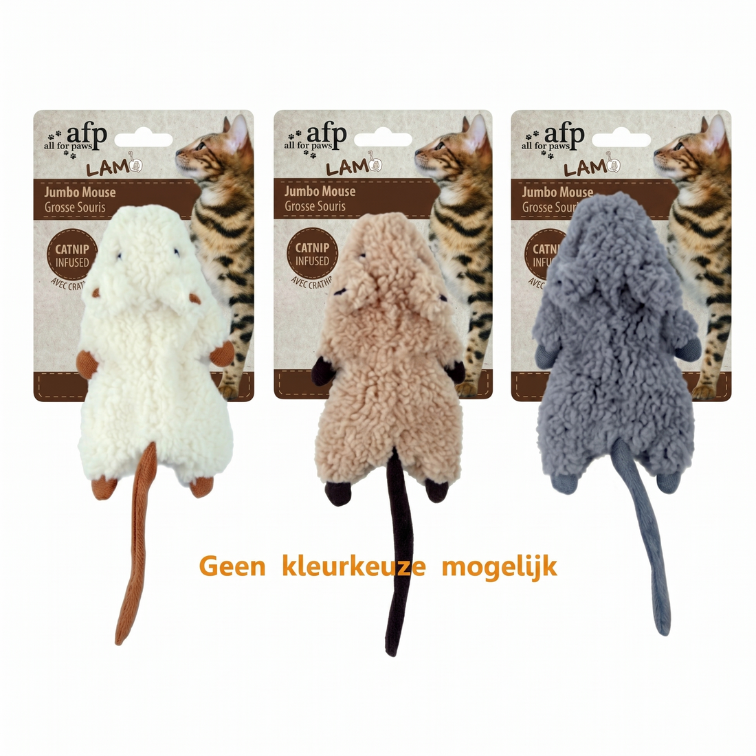 AFP Jumbo Crinkle Maus Lammwolle Katzenspielzeug mit Catnip | Sortiert