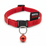Katzenhalsband Nylon Uni mit Zugstopp Glöckchen & Klickverschluss | Rot 20-30cm
