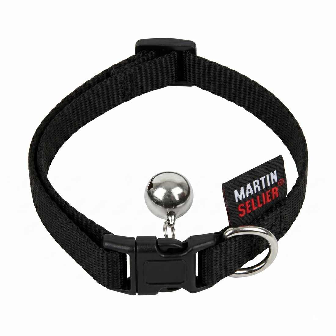 Katzenhalsband Nylon Uni mit Zugstopp Glöckchen & Klickverschluss | Rot 20-30cm