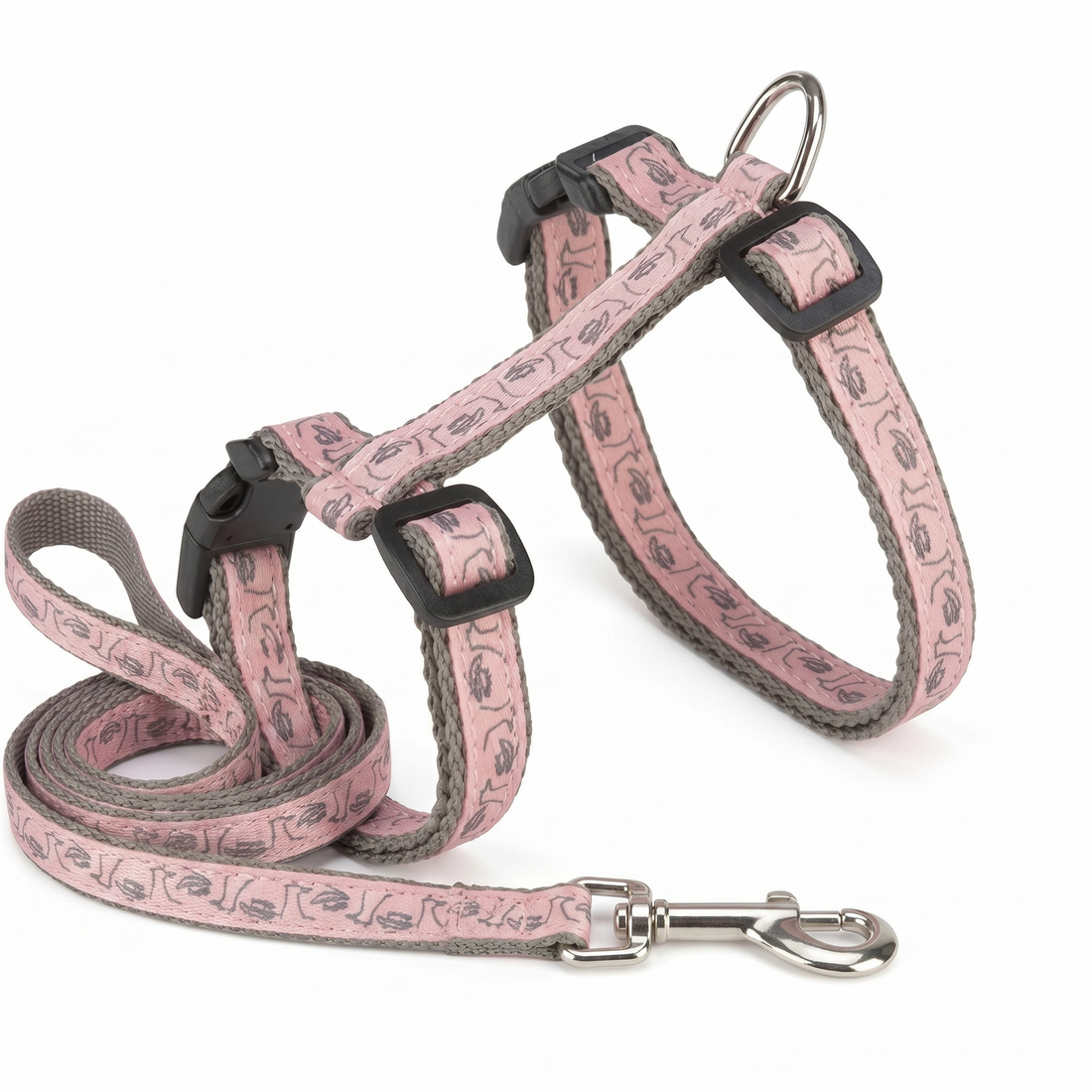 Trixie Katzengeschirr Verstellbar mit Sicherheitsverschluss & Leine | Grau/Beige 27-45cm