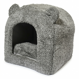 Rosewood 40 Winks Katzenbett Iglu Teddy Plüsch mit Rutschfester Unterseite | Grau 38x38x40cm