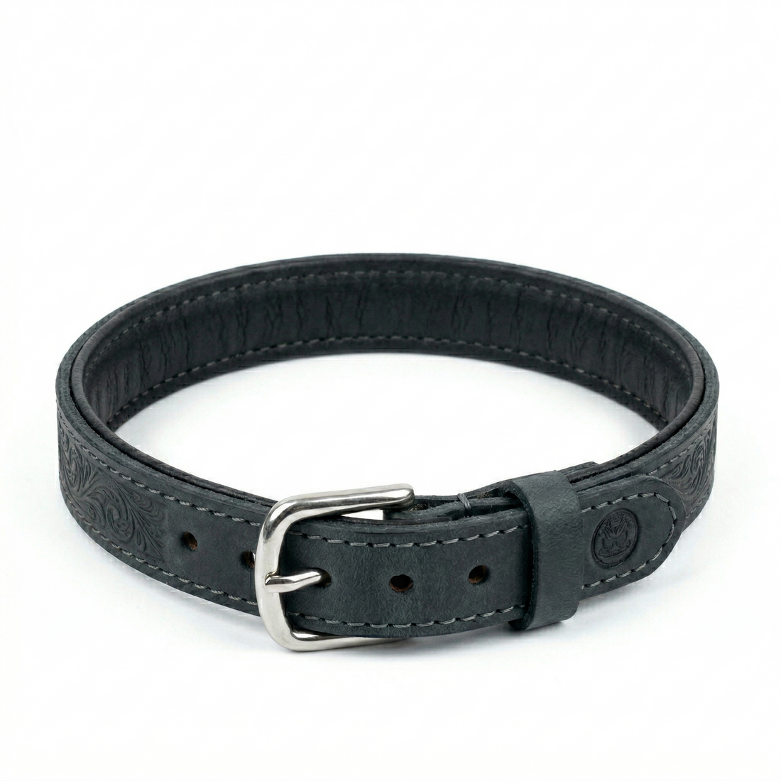 Sazzz Boho Vintage Hundehalsband Breit Verstellbar Leder | Anthrazit 32-39x3cm