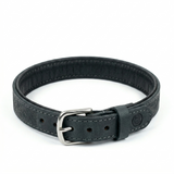 Sazzz Boho Vintage Hundehalsband Breit Verstellbar Leder | Anthrazit 32-39x3cm
