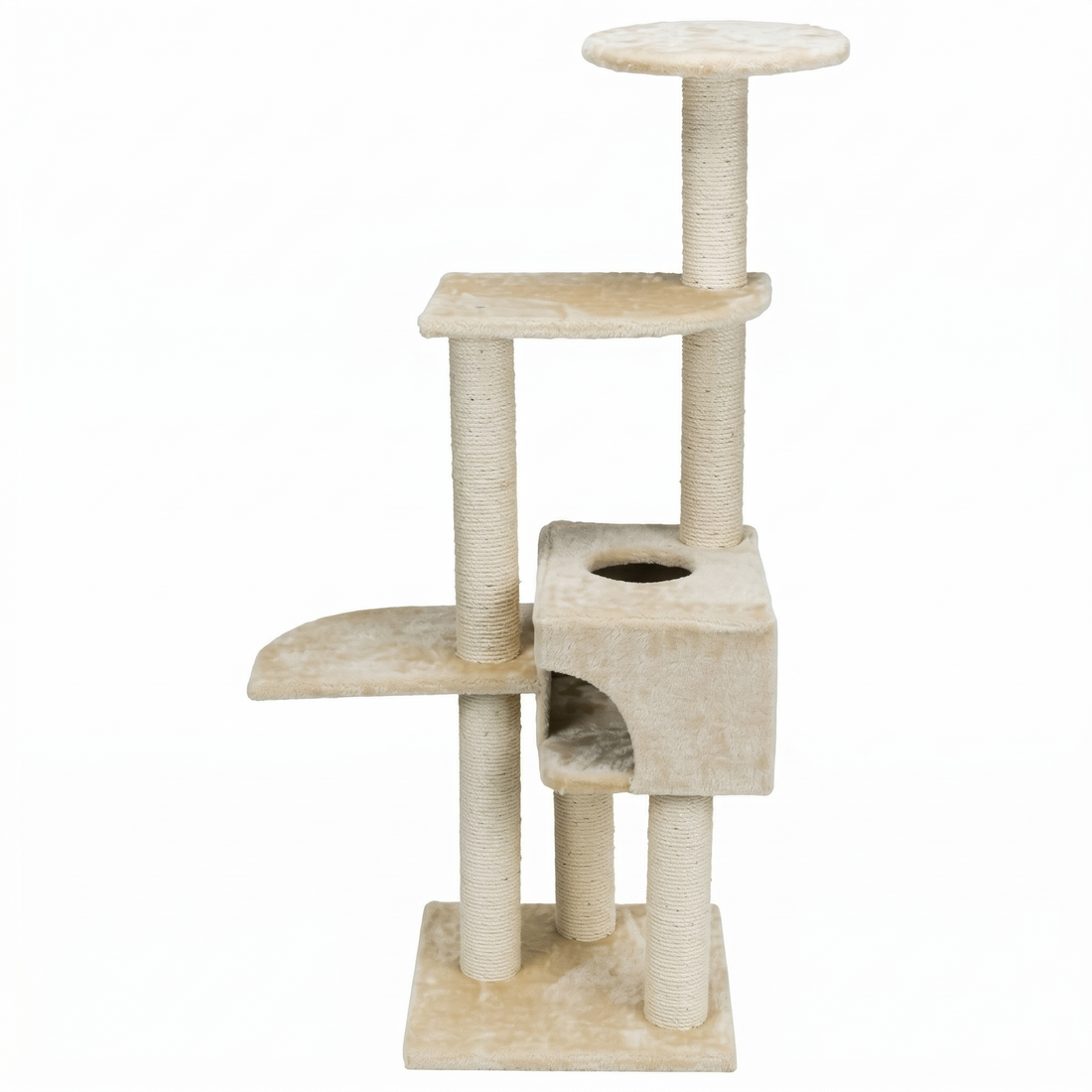 Trixie Kratzbaum Alicante Kompakt mit Versteck & 4 Liegeplätzen | Beige 45x45x142cm