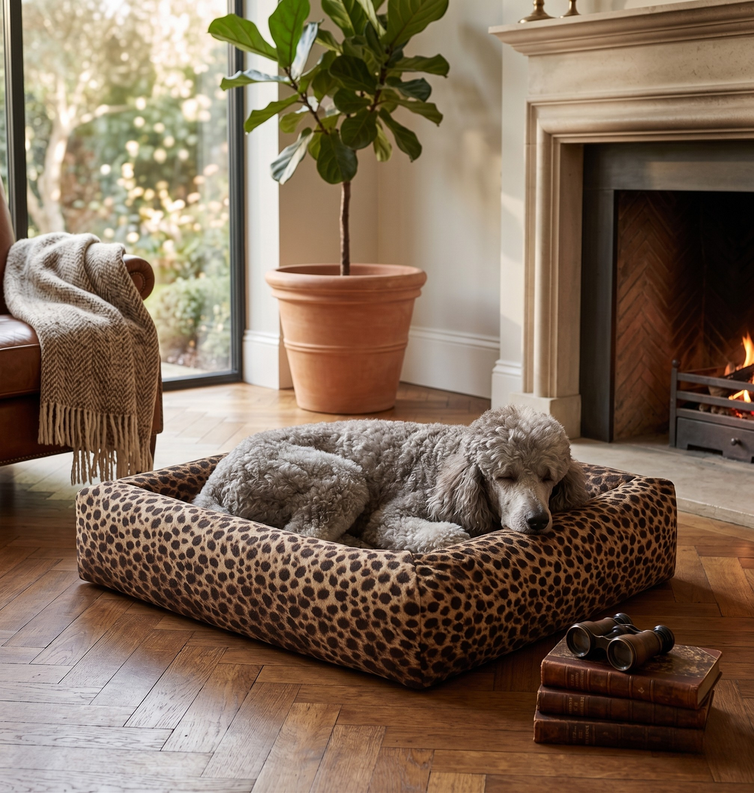 Bia Bed Bezug Premium Leoparden-Print Austauschbarer Hundebett-Bezug | Bia-3 70x60x12,5cm