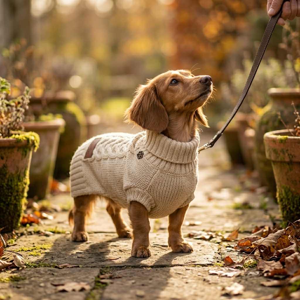 Croci Homy Celtic Hundepullover Warm & Stilvoll mit Leinenführung | Creme 25cm