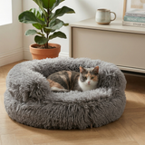 Croci Sofa Katzenbett Bicolor Rund Plüsch mit Waschbarem Bezug | Beige 45x45x9cm