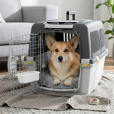 Trixie Transportbox Gulliver 4 IATA Transportbox Hund mit Griff | Hellgrau/Dunkelgrau 72x52x51cm