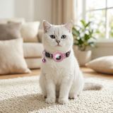 Croci Kattenhalsband met Airtag Houder Belletje & Veiligheidssluiting | Roze 19-26x1,5cm