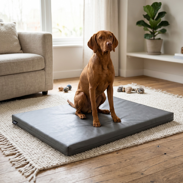 Bia Bed Orthopedisch Hondenmatras Grijs | Ligbed 73x50 cm | Kunstleren Hoes