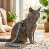 Trixie Katzengeschirr Verstellbar mit Sicherheitsverschluss & Leine | Grau/Beige 27-45cm