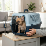 Trixie Transportbox Capri Open Top Hund & Katze mit Gitter | Dunkelblau/Hellblau 61x40x38cm
