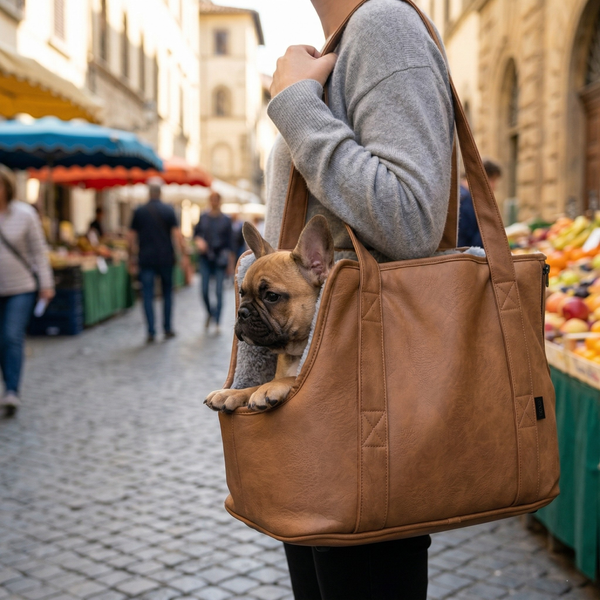 Trixie Hondentas Evelyn Kunstleer Draagtas Kleine Honden | Bruin/Grijs 40x20x30cm