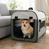 Trixie Transporttasche Faltbar Polyester Box Hund & Katze mit Tragetasche | Grau 55x65x80cm