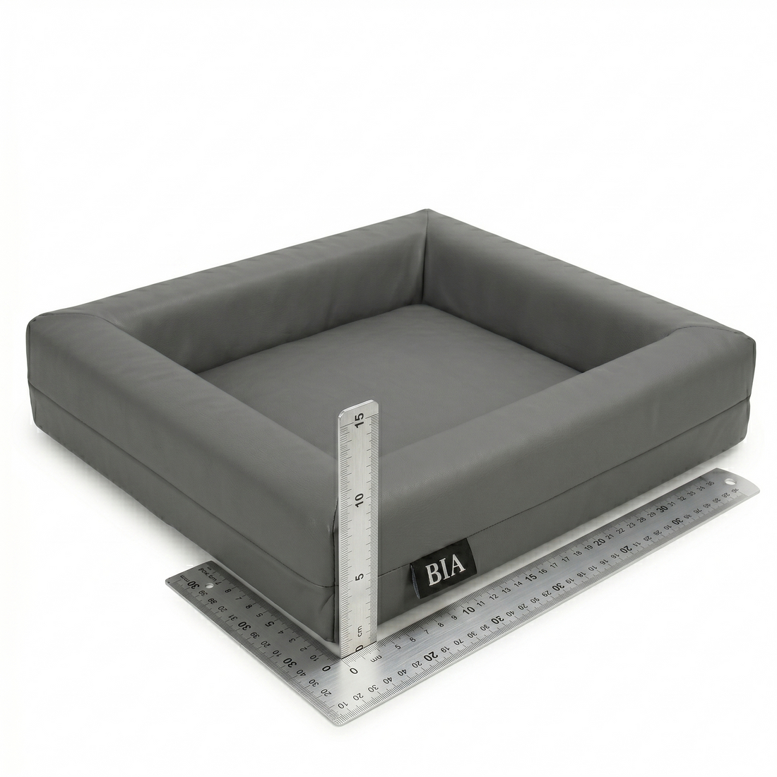 Bia Bed Hundebett Original Polyether Orthopädisch mit Erhöhtem Rand | Grau 60x50x12,5cm