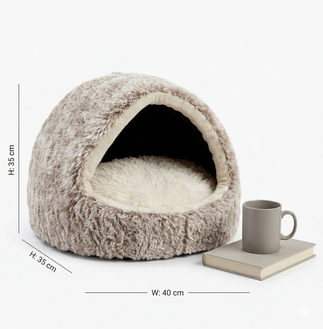 Croci Katzenbett Iglu Formfrei mit Abnehmbarem Verstärkungsring | Beige/Weiß Meliert 50x35cm