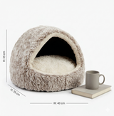 Croci Katzenbett Iglu Formfrei mit Abnehmbarem Verstärkungsring | Beige/Weiß Meliert 50x35cm