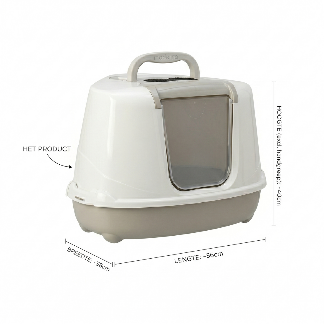 Moderna Jumbo Ecke Katzentoilette mit Klapptür & Filter | Beige